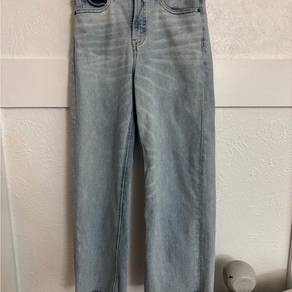 Light Blue Denim Jeans Old Navy Extra High Rise Sky-Hi Wide Leg